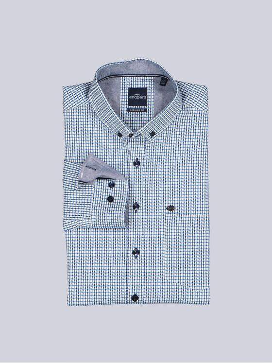 engbers Herren Langarm-Hemd kariert Brilliantblau 39241