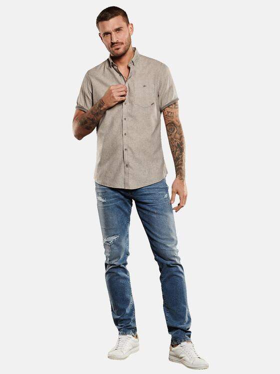 emilio adani Herren Kurzarm-Hemd gestreift Beige 34957