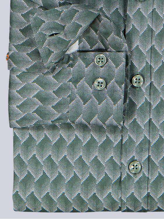 engbers Herren Langarm-Hemd gemustert Oliv 39195