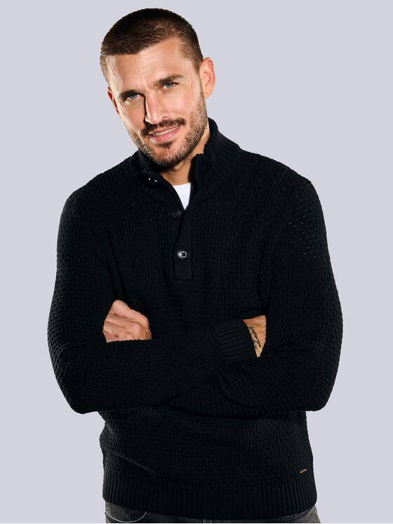 emilio adani Herren Pullover Polokragen Schwarz 35583