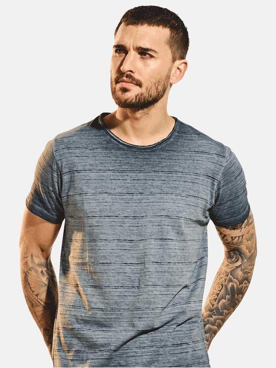 emilio adani Herren T-Shirt Rundhals strukturiert Blau 31523