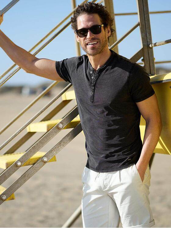 emilio adani Herren Henley-Shirt uni Anthrazit 38961