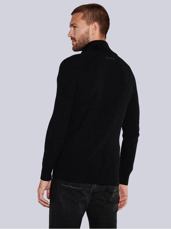 emilio adani Herren Pullover mit Troyerkragen Schwarz 36076