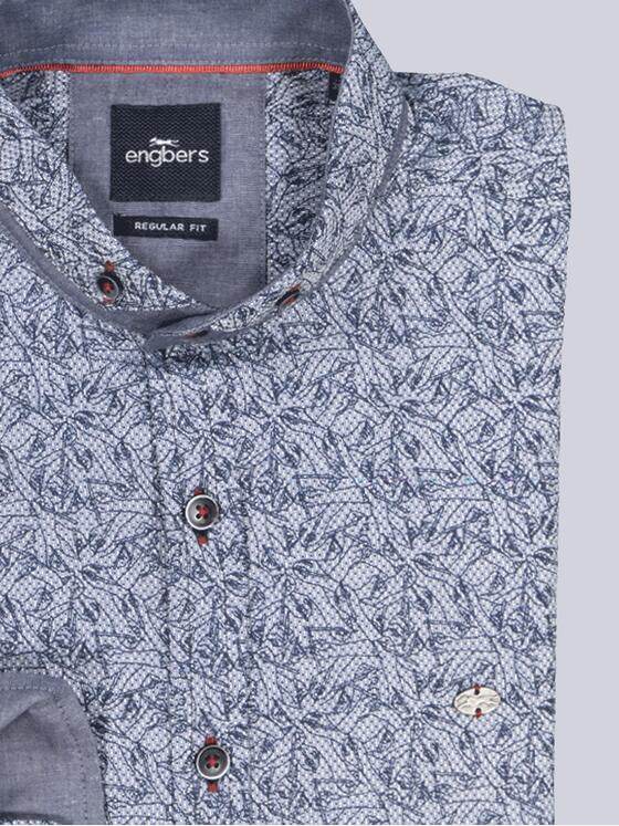 engbers Herren Langarm-Hemd gemustert Blau 35794