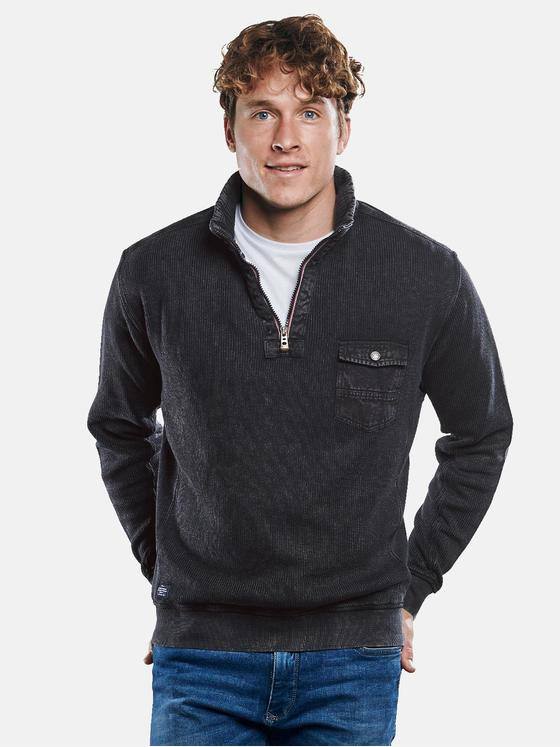 engbers Herren Sweatshirt mit Rippenstruktur Granitgrau 31667