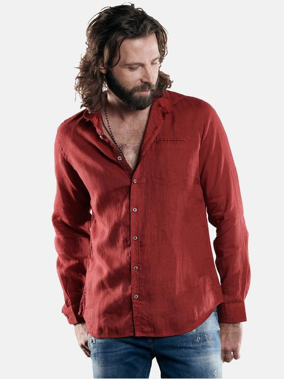 emilio adani Herren Frisch gefärbtes Langarmhemd Rot 29504