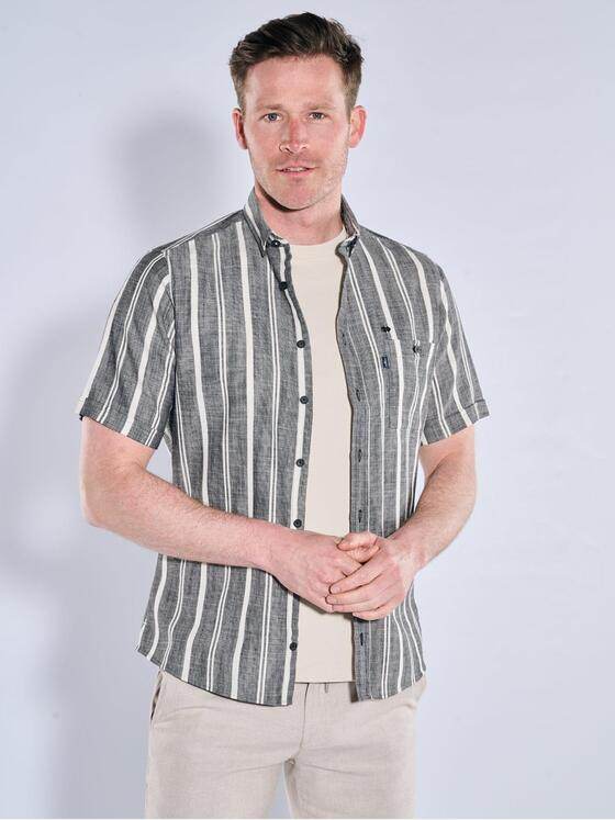 engbers Herren Kurzarm-Hemd gestreift Schwarz 38513
