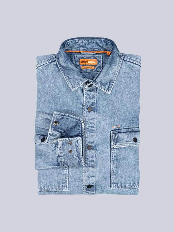 emilio adani Herren Langarm-Hemd uni Indigoblau 39202