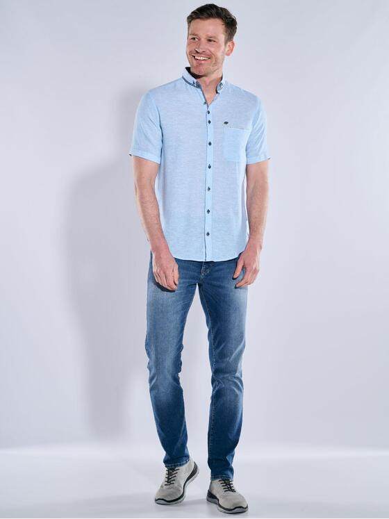 engbers Herren Kurzarm-Hemd mit Leinenanteil Brilliantblau 38379