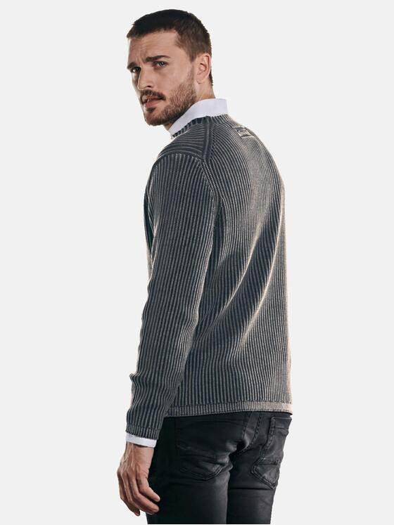 emilio adani Herren Pullover in Rippstruktur Schwarz 31979