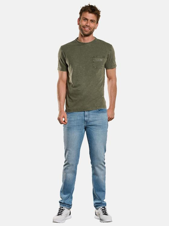 engbers Herren T-Shirt mit Leinenanteil Oliv 33112