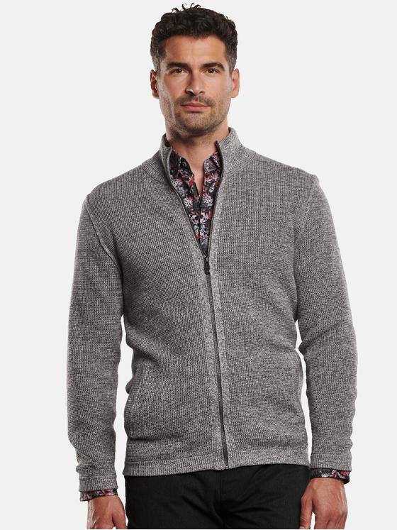 engbers Herren Strickjacke in zweifarbiger Optik Silbergrau 32282