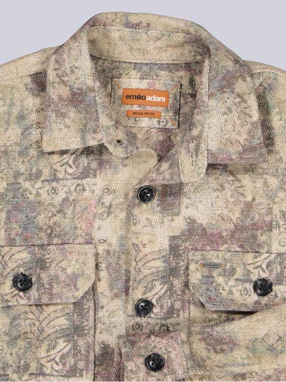 emilio adani Herren Overshirt mit floralem Muster Bordeaux 40984