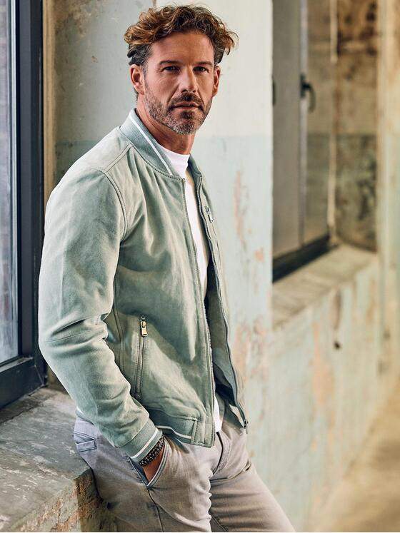 emilio adani Herren Lederjacke Hellgruen 40002