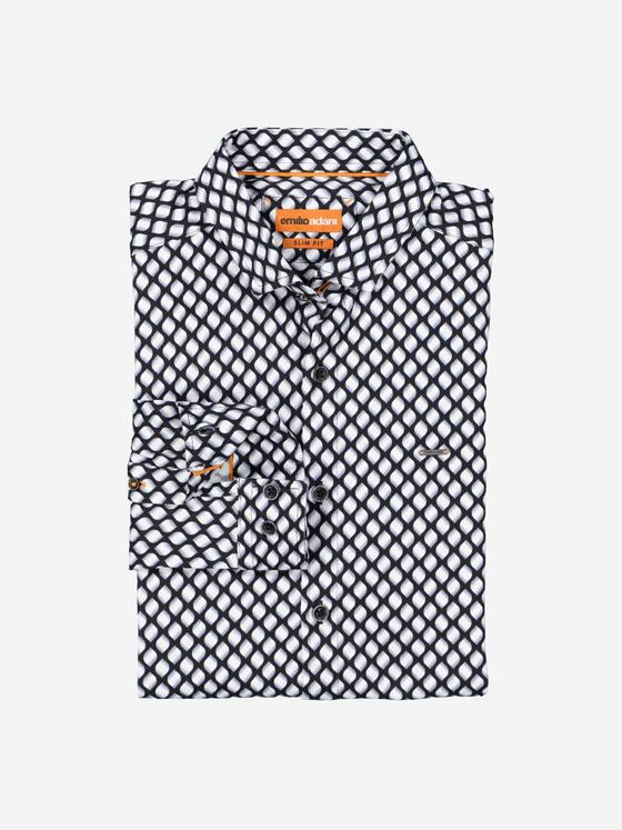emilio adani Herren Langarm-Hemd slim fit Schwarz 37321
