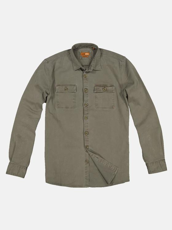 emilio adani Herren Overshirt mit Comfort-Stretch Grün 32617