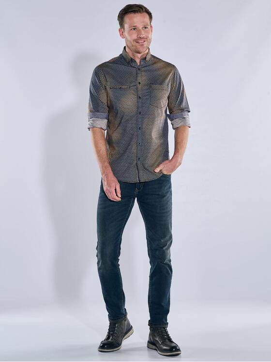 engbers Herren Langarm-Hemd gemustert Orange 39442