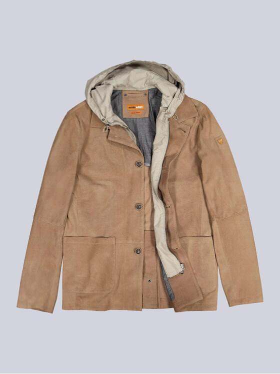 emilio adani Herren Lederjacke mit Inlet Braun 36518