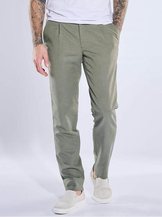 emilio adani Herren Anzug-Hose aus Leinenmischqualität Khaki 40371