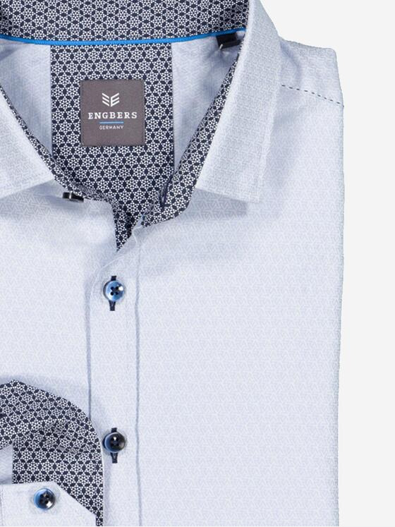 ENGBERS GERMANY Herren Langarm-Hemd dezent glänzend Hellblau 36714