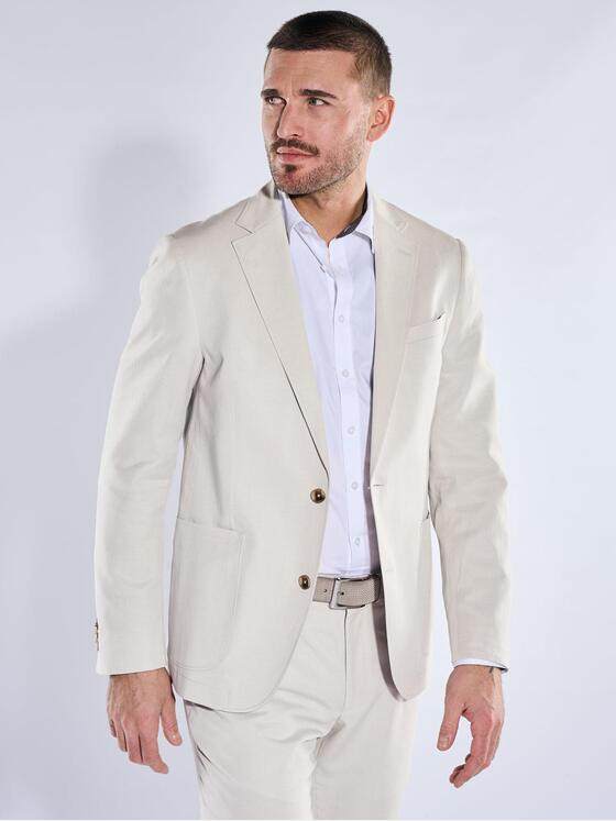 emilio adani Herren Anzug-Sakko aus Leinenmischqualität Naturweiss 40368