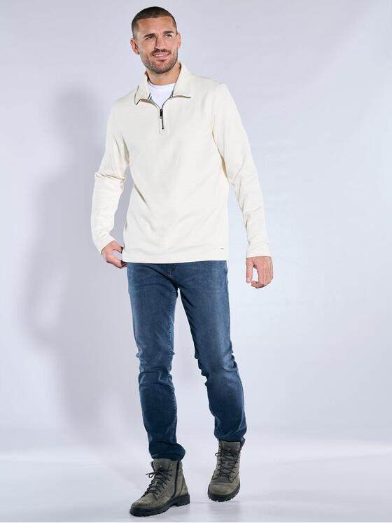 emilio adani Herren Modisches Sweatshirt mit Stehkragen Naturweiss 39959