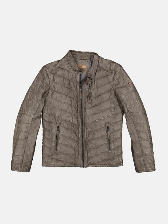 emilio adani Herren Lederjacke mit Steppung Braun 33525