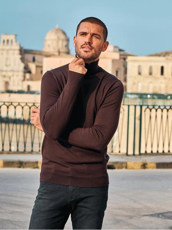 emilio adani Herren Pullover mit Rollkragen Rot 35732