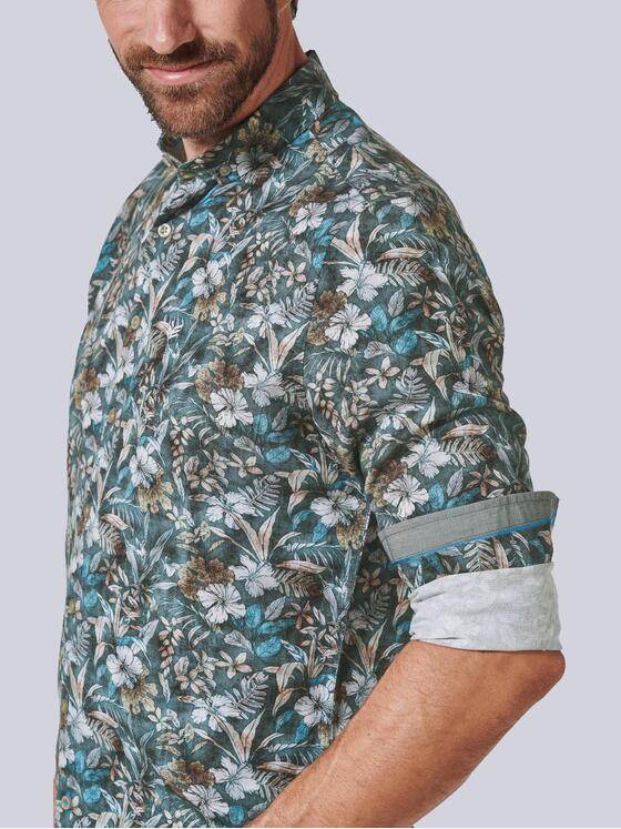 ENGBERS GERMANY Herren Langarm-Hemd mit innovativem All-Over-Print Braun 35781