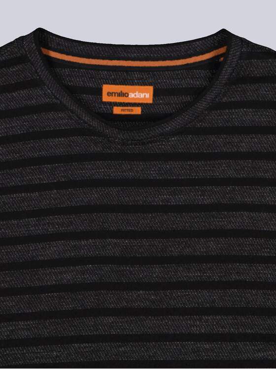 emilio adani Herren Langarm-Shirt gestreift Schwarz 36193