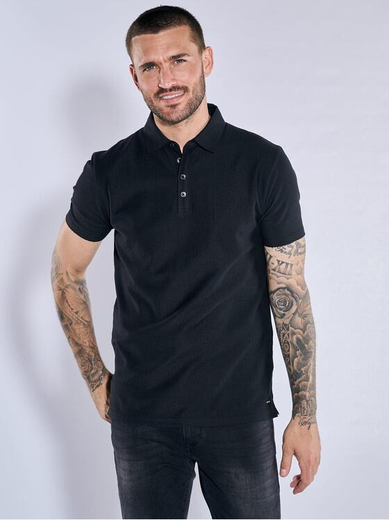 emilio adani Herren Polo-Shirt strukturiert Schwarz 37293