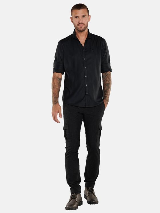 emilio adani Herren Langarm-Hemd uni Grau 35473