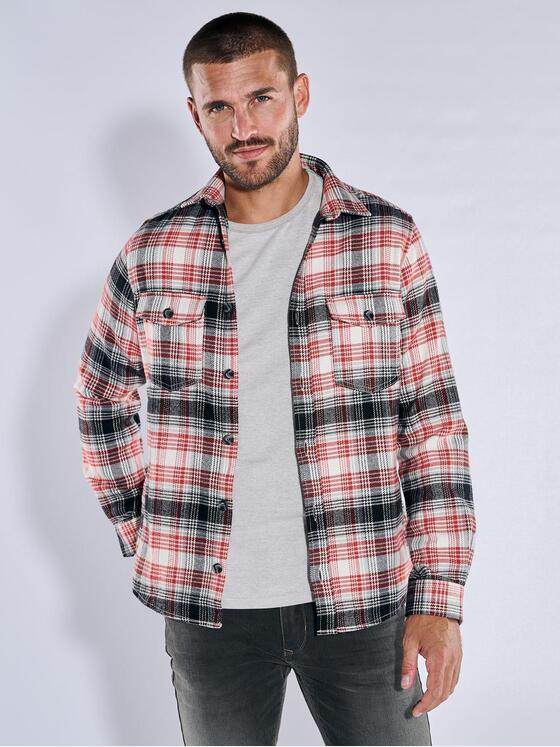 emilio adani Herren Overshirt kariert Orange 37563