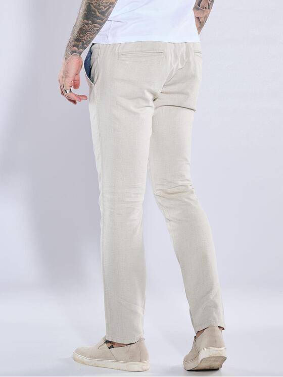 emilio adani Herren Chino aus Leinen Beige 38613