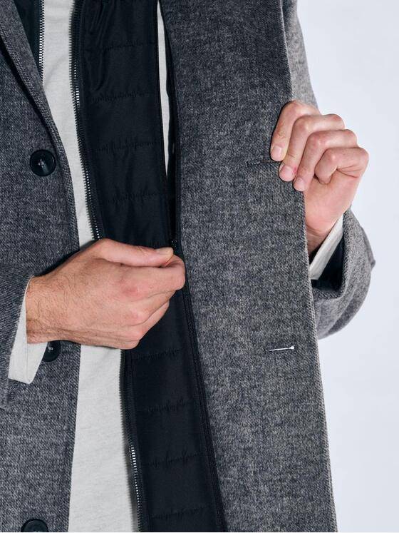 emilio adani Herren Mantel mit heraustrennbarem Inlet Dunkelgrau 39389