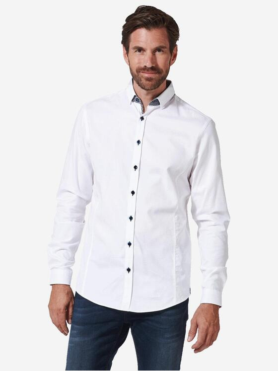 ENGBERS GERMANY Herren Langarm-Hemd dezent glänzend Reinweiss 36713