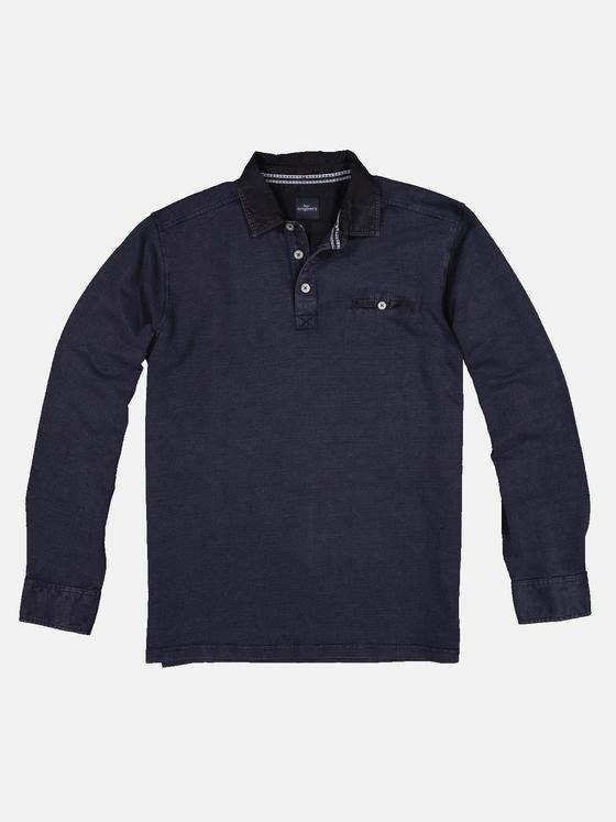 engbers Herren Poloshirt langarm Blau 32786