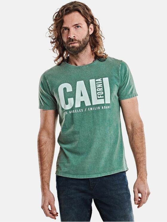 emilio adani Herren Statement-Print T-Shirt Türkis 27314