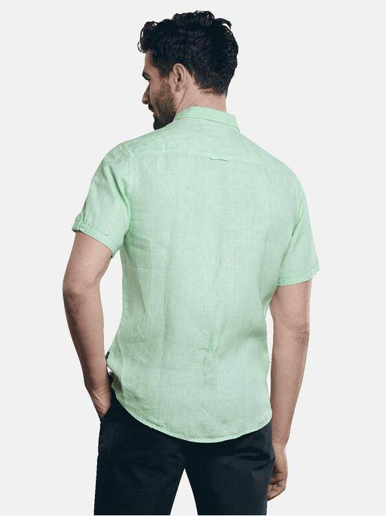 engbers Herren Kurzarm-Hemd aus Leinen Gruen 31740