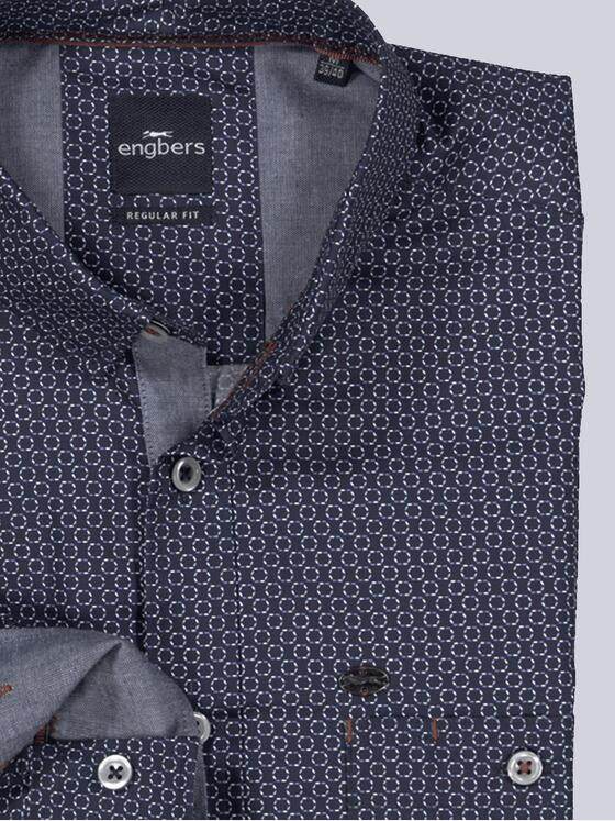 engbers Herren Langarm-Hemd gemustert Blau 36165