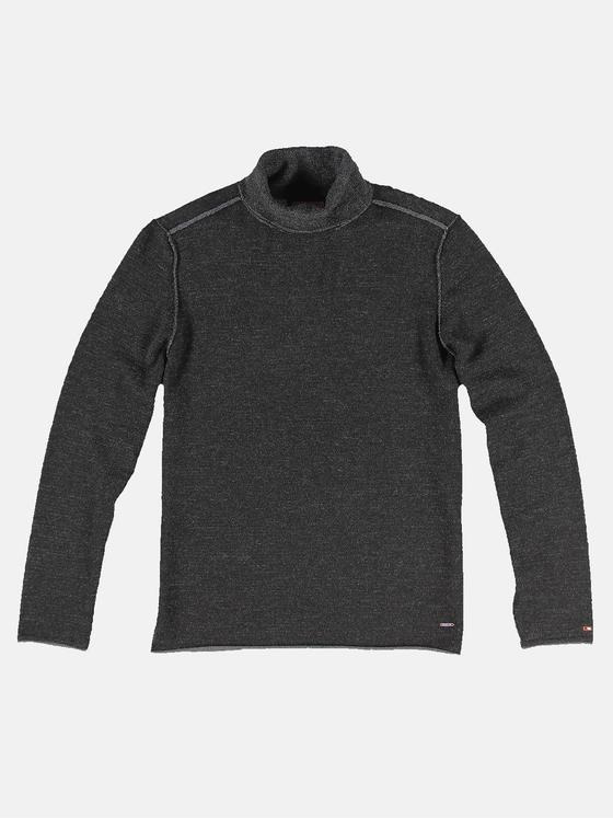 emilio adani Herren Rollkragen-Pullover aus Merinowolle Schwarz 32031