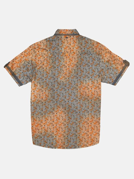 engbers Herren Kurzarm-Hemd gemustert Dunkelorange 33038