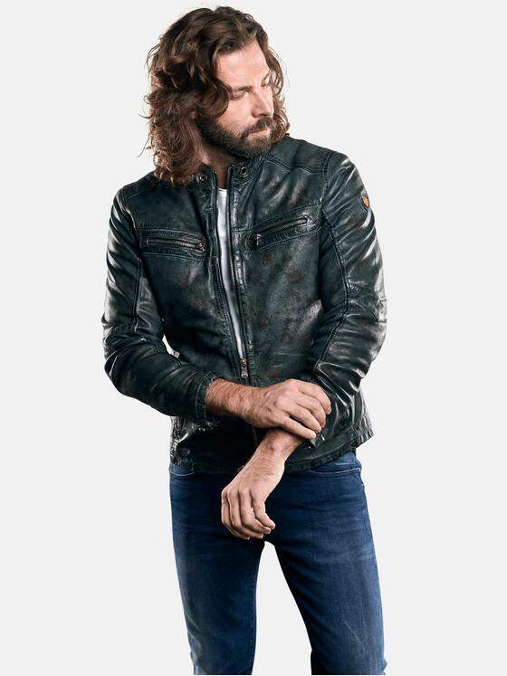 emilio adani Herren Lederjacke im Retrodesign Braun 29144
