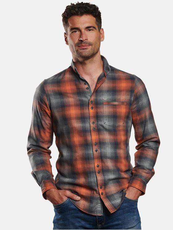 engbers Herren Langarmhemd kariert Dunkelorange 32269