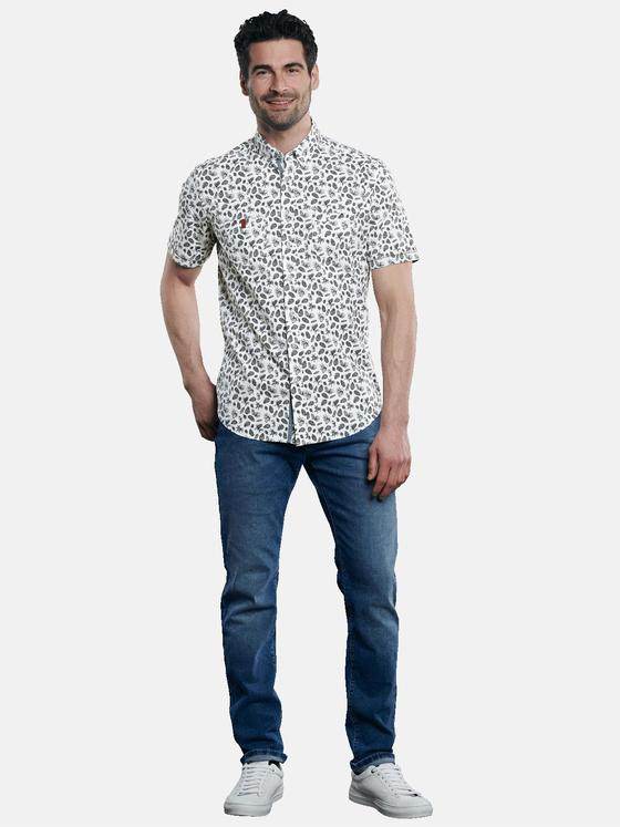 engbers Herren Kurzarm-Hemd gemustert Saphirblau 30781