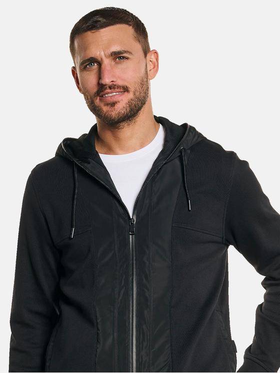 emilio adani Herren Innovative Sweatjacke mit Kapuze Schwarz 32620