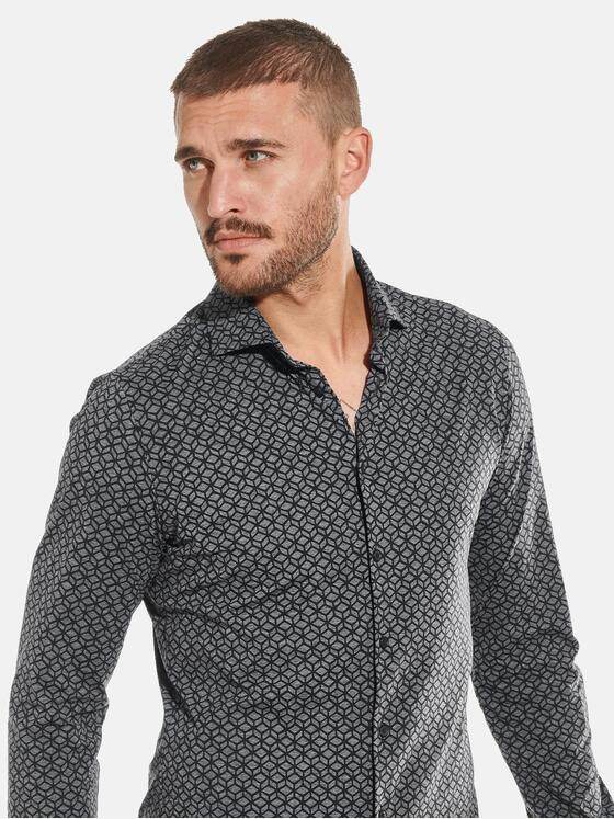 emilio adani Herren Langarm-Hemd aus Jersey Blau 32290