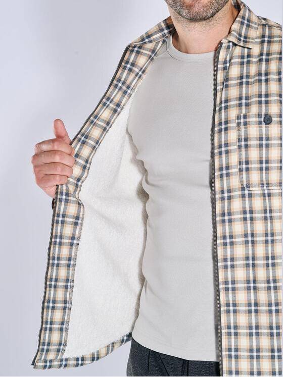 engbers Herren Overshirt kariert Braunbeige 39129