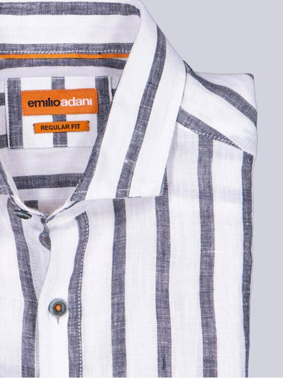 emilio adani Herren Leinen-Hemd mit Streifenmuster Brilliantblau 40341