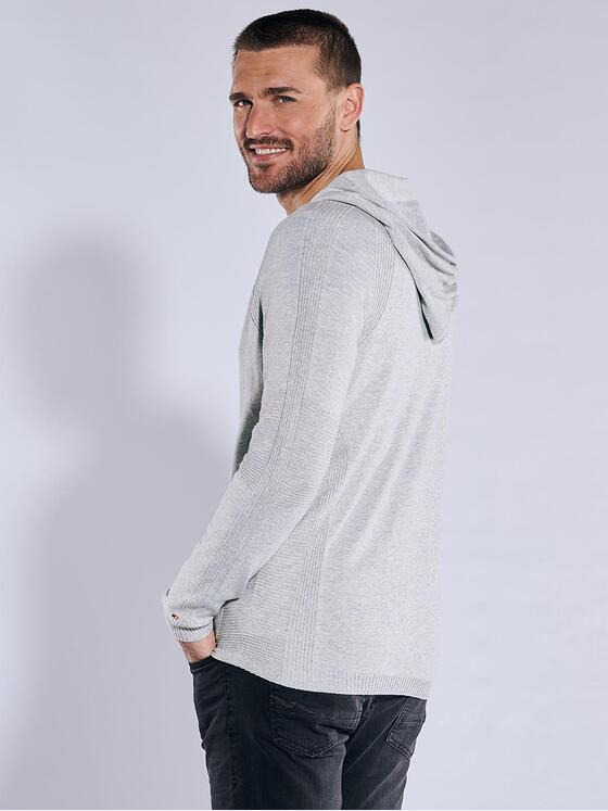 emilio adani Herren Cardigan mit Kapuze Grau 37397